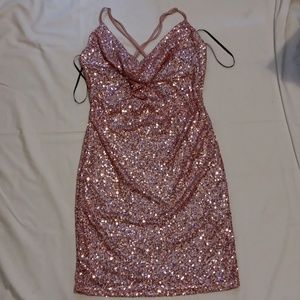 Pink glitter sequin mini dress